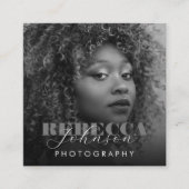 スクリプトはっきりしたタイポグラフィ写真Qrコード写真 スクエア名刺 (正面)