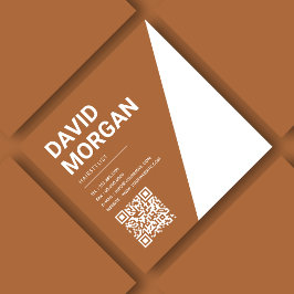 スクリプトはっきりしたタイポグラフィQrコードテラコッタ スクエア名刺