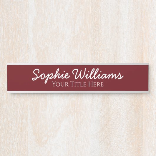 スクリプトはっきりしたホワイトフォント名タイトルBurgundy サインプレート (正面)