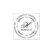 スクリプトはっきりしたモノグラムリースラウンド差出人住所 ラバースタンプ (インプリント)