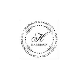 スクリプトはっきりしたモノグラムリースラウンド差出人住所 ラバースタンプ