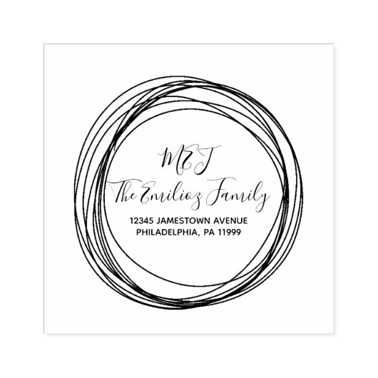 スクリプトはっきりしたリングや輪ファモノグラムのミリ名アドレス ラバースタンプ (インプリント)