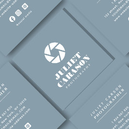 スクリプトはっきりした写真ダスティブルー スクエア名刺