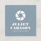 スクリプトはっきりした写真ダスティブルー スクエア名刺 (正面)