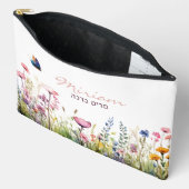 スクリプトへブル語エレガント名Waterカラーフローラ アクセサリーポーチ (見開き)