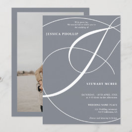 スクリプトほこりっぽい青い写真の書結婚跡の 招待状