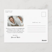 スクリプトようこそベビー写真誕生ありがとう ポストカード (裏面)