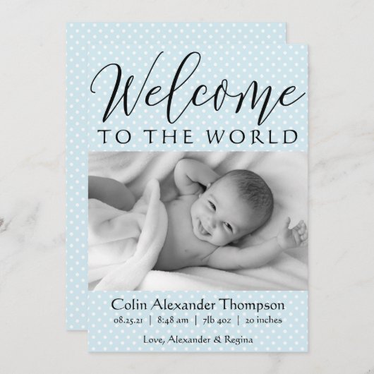 スクリプトようこそワールドブルー水玉模様写真へ 案内状 (正面/裏面)