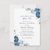 スクリプトを実行する前の埃っぽい青いフローラブライダルシャワー 招待状 (正面)