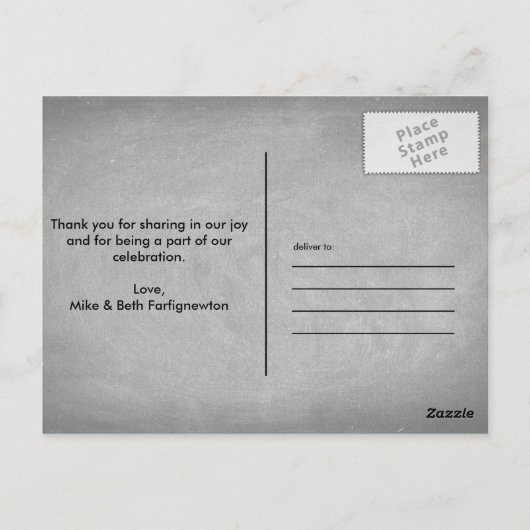 スクリプトイエローローズサンキューカード ポストカード (裏面)