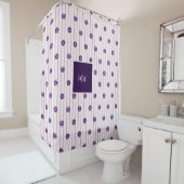 スクリプトイニシャル赤面と紫ストライプの花、花 シャワーカーテン (インサイチュ)