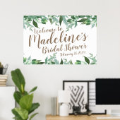 スクリプトウォーターカラーグリーナリーブライダルシャワーへようこそ ポスター (ホームオフィス)