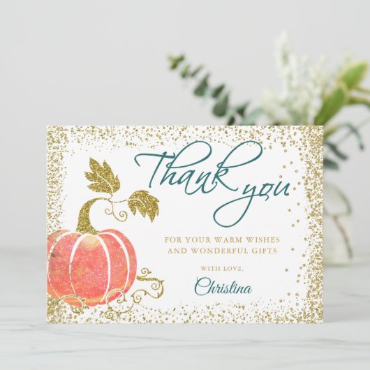 スクリプトウォーターカラーパンプキングリッター秋ありがとう サンキューカード (スタンド正面)