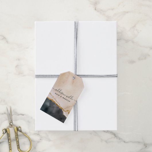 スクリプトウォーターカラーピンクブラック金ゴールド価格つるラベル ギフトタグ (より糸付き)