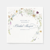 スクリプトウォーターカラーワイルドフラワーブライダルシャワー スタンダードカクテルナプキン (正面)