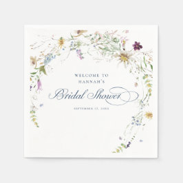 スクリプトウォーターカラーワイルドフラワーブライダルシャワー スタンダードカクテルナプキン