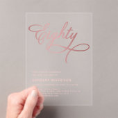 スクリプトエイティブラックバラ金ゴールド80誕生日 アクリル招待状 (インサイチュ (ポータブル))