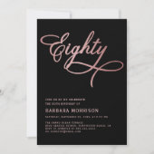 スクリプトエイティブラックバラ金ゴールド80誕生日 招待状 (正面)