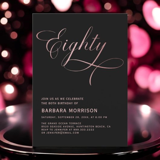 スクリプトエイティブラックバラ金ゴールド80誕生日 招待状