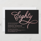 スクリプトエイティブラックバラ金ゴールド80誕生日 招待状 (正面)