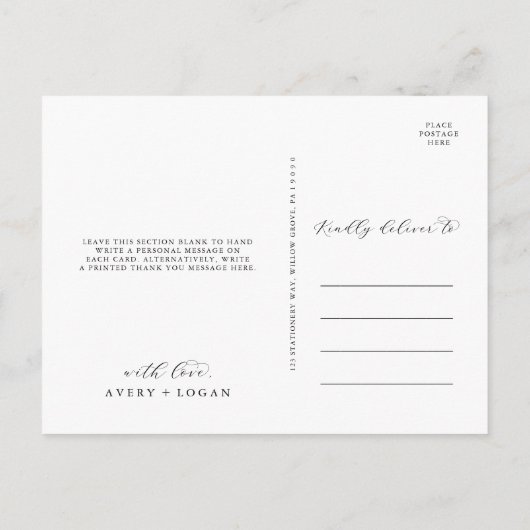 スクリプトエレガントありがとうはがき ポストカード (裏面)