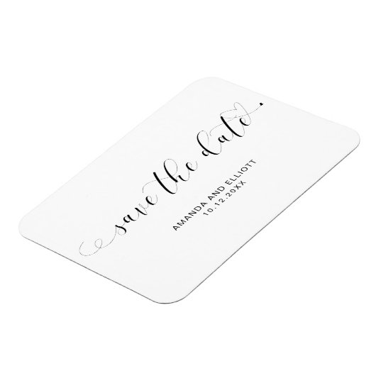 スクリプトエレガントかわいいハート結婚式の日付を保存 マグネット (左側)