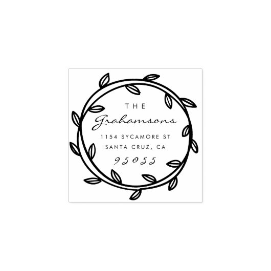 スクリプトエレガントと手書きリース差出人住所 ラバースタンプ (インプリント)