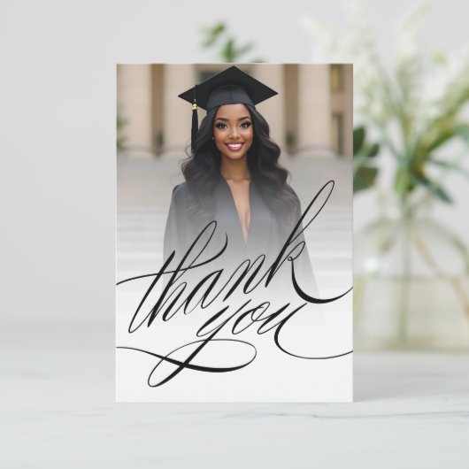 スクリプトエレガントの卒業ありがとうフォトカード サンキューカード (スタンド正面)