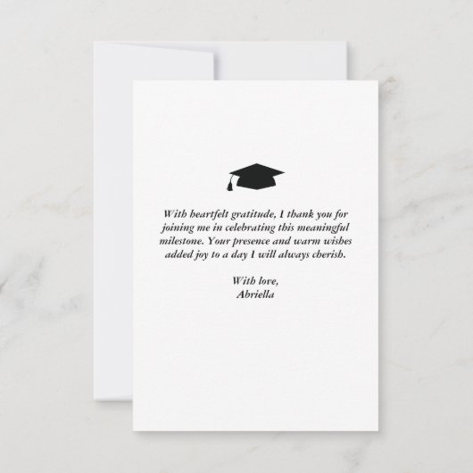 スクリプトエレガントの卒業ありがとうフォトカード サンキューカード (裏面)