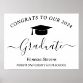 スクリプトエレガントの卒業おめでとう白モダン色 ポスター (正面)