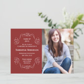 スクリプトエレガントの卒業のお知らせ – 赤 案内状 (スタンド正面)