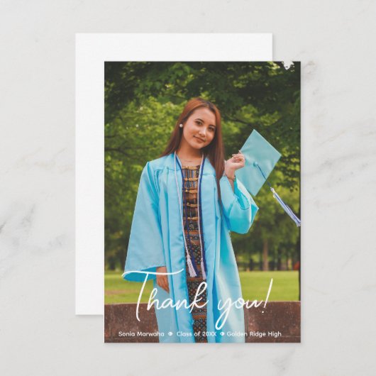 スクリプトエレガントの卒業サンキューカード – 写真 サンキューカード (正面/裏面)