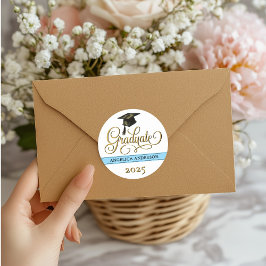 スクリプトエレガントの卒業ステッカー ラウンドシール