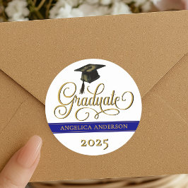 スクリプトエレガントの卒業ステッカー ラウンドシール