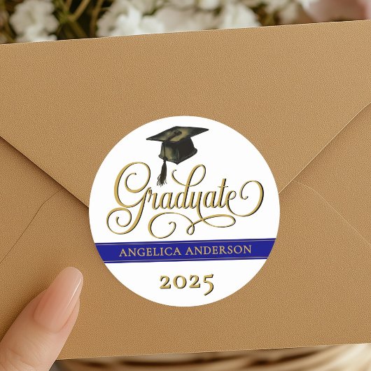 スクリプトエレガントの卒業ステッカー ラウンドシール
