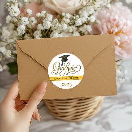 スクリプトエレガントの卒業ステッカー ラウンドシール