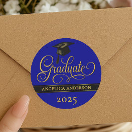 スクリプトエレガントの卒業ステッカー ラウンドシール