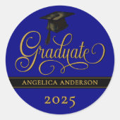 スクリプトエレガントの卒業ステッカー ラウンドシール (正面)