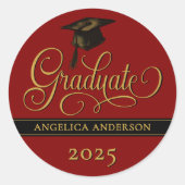 スクリプトエレガントの卒業ステッカー ラウンドシール (正面)