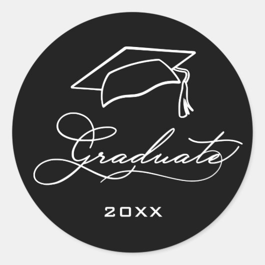 スクリプトエレガントの卒業封筒用シール ラウンドシール (正面)