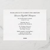 スクリプトエレガントの卒業式3写真金ゴールド 箔招待状 (裏面)