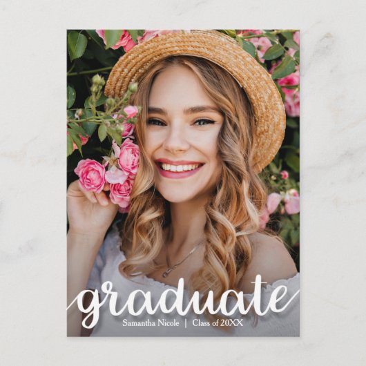 スクリプトエレガントの卒業日付の保存 ポストカード (正面)