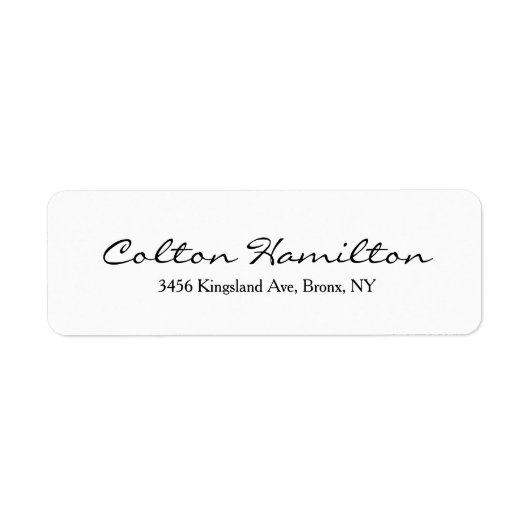 スクリプトエレガントの手書きモダン白黒 ラベル (正面)