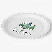 スクリプトエレガントの水色クリスマスツリー ペーパープレート (アングル)