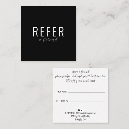 スクリプトエレガントの白黒のビジネス 紹介カード (正面/裏面)