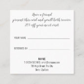 スクリプトエレガントの白黒のビジネス 紹介カード (裏面)