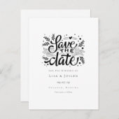 スクリプトエレガントの白黒の日付を保存 案内ポストカード (正面/裏面)