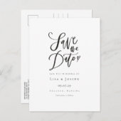 スクリプトエレガントの白黒の日付を保存 案内ポストカード (正面/裏面)