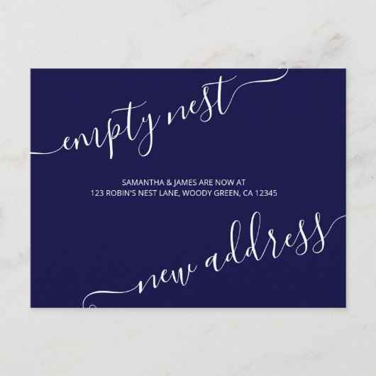 スクリプトエレガントの空のネスト新しいアドレス 案内ポストカード (正面)