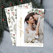 スクリプトエレガントの葉の写真アーチのクリスマスの穴 シーズンカード